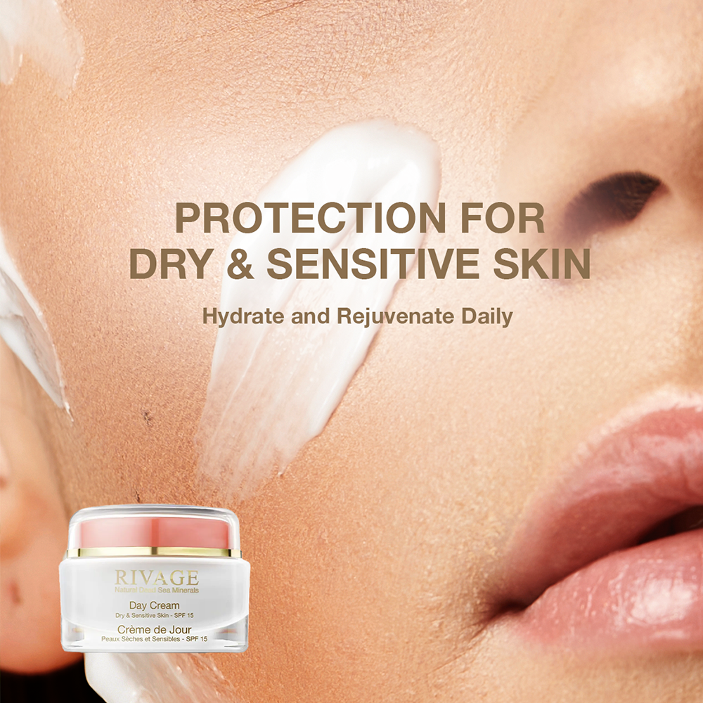 Rivage Day Cream for Dry and Sensitive Skin SPF 15 nourishing face cream with Dead Sea minerals and protective hydration