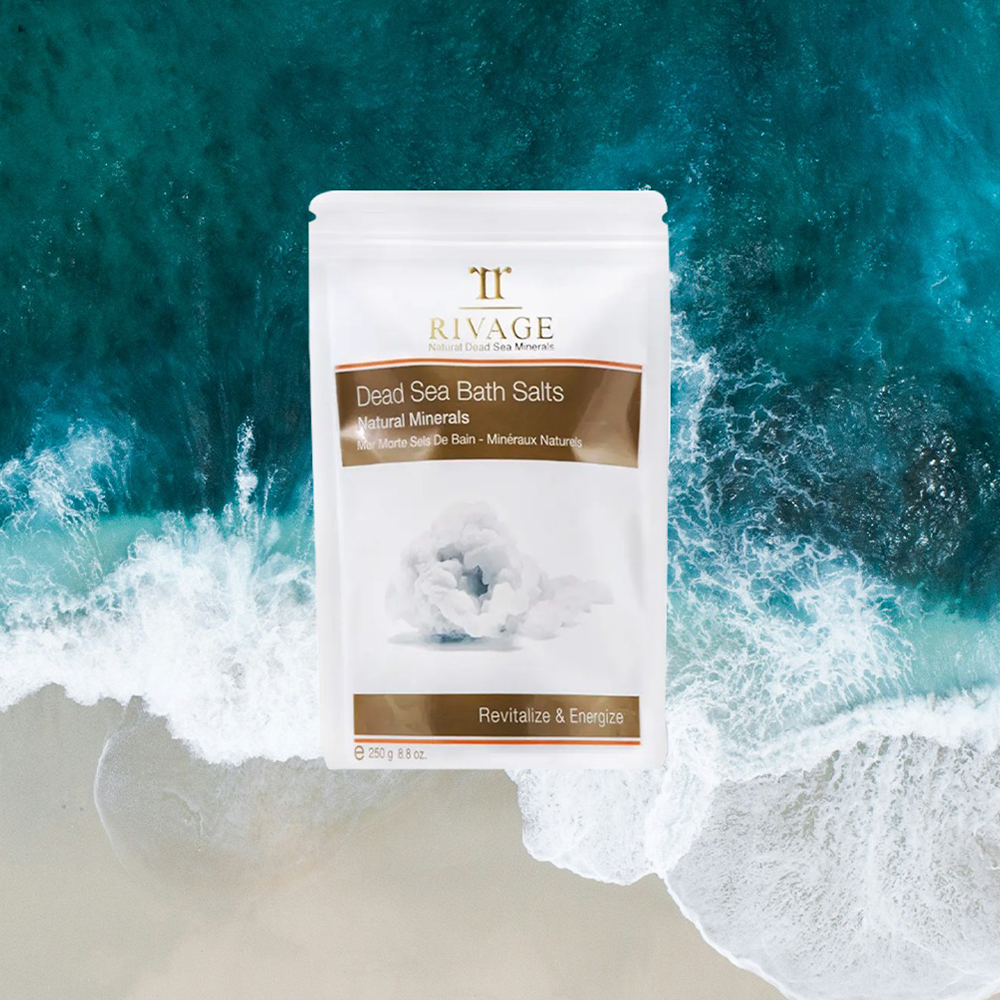 Rivage Natural Dead Sea Salt mineral-rich bath salts for soothing skin and relaxing muscles