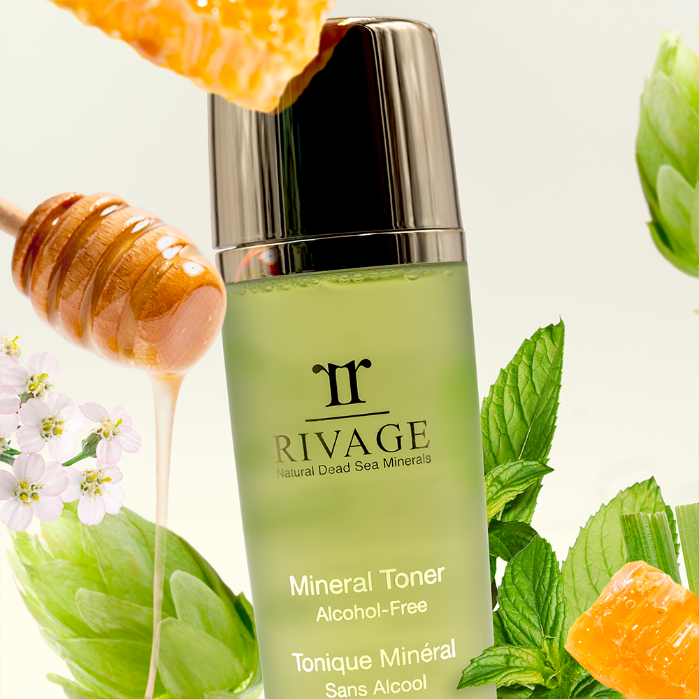 Rivage Mineral Toner alcohol free refreshing toner with Dead Sea minerals and botanical extracts to hydrate and balance skin