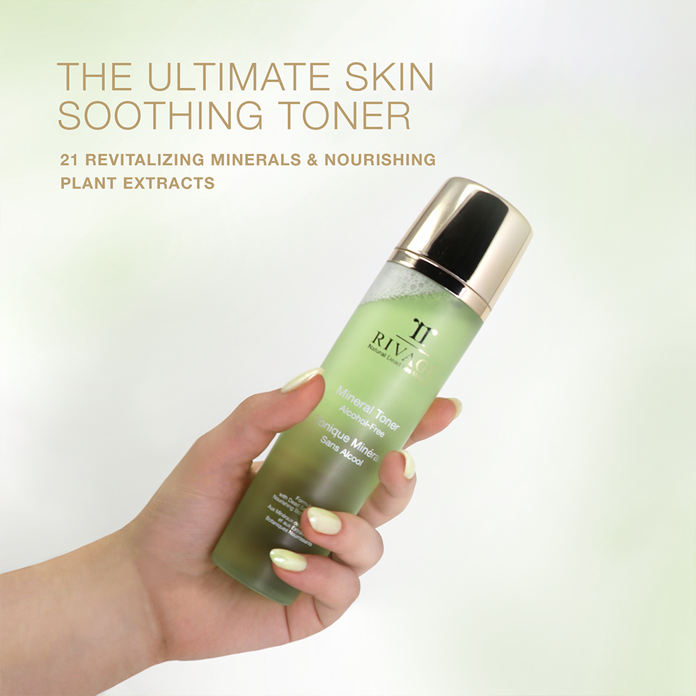 Rivage Mineral Toner alcohol free refreshing toner with Dead Sea minerals and botanical extracts to hydrate and balance skin
