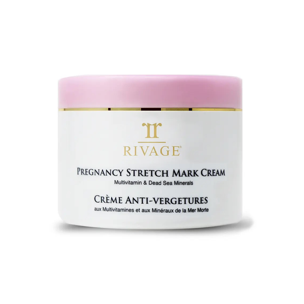 Rivage Pregnancy Stretch Mark Cream nourishing body cream with collagen and Dead Sea minerals to improve skin elasticity and reduce stretch marks
