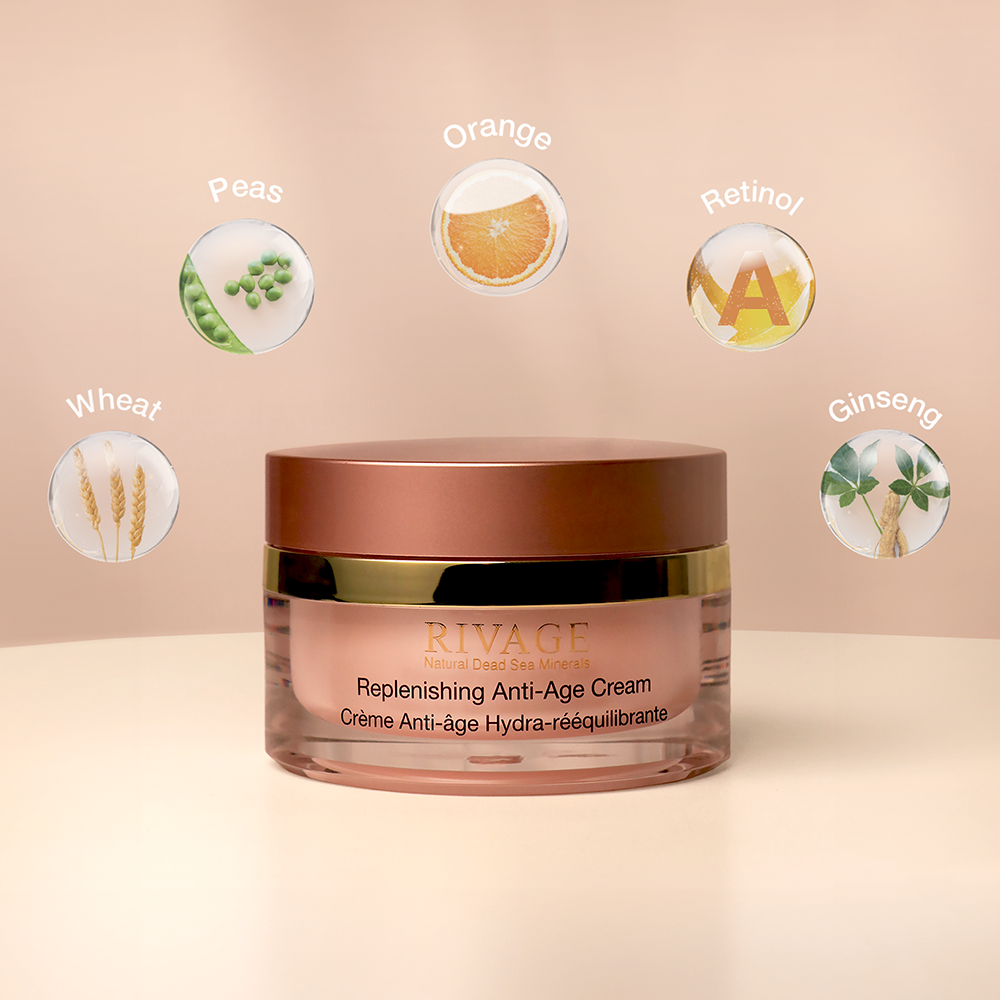 Rivage Replenishing Anti-Age Cream anti aging face cream with collagen vitamins and Dead Sea minerals for firm smooth and youthful skin