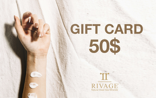 Rivage gift card 50 dollars for Rivage skincare products valid for one year