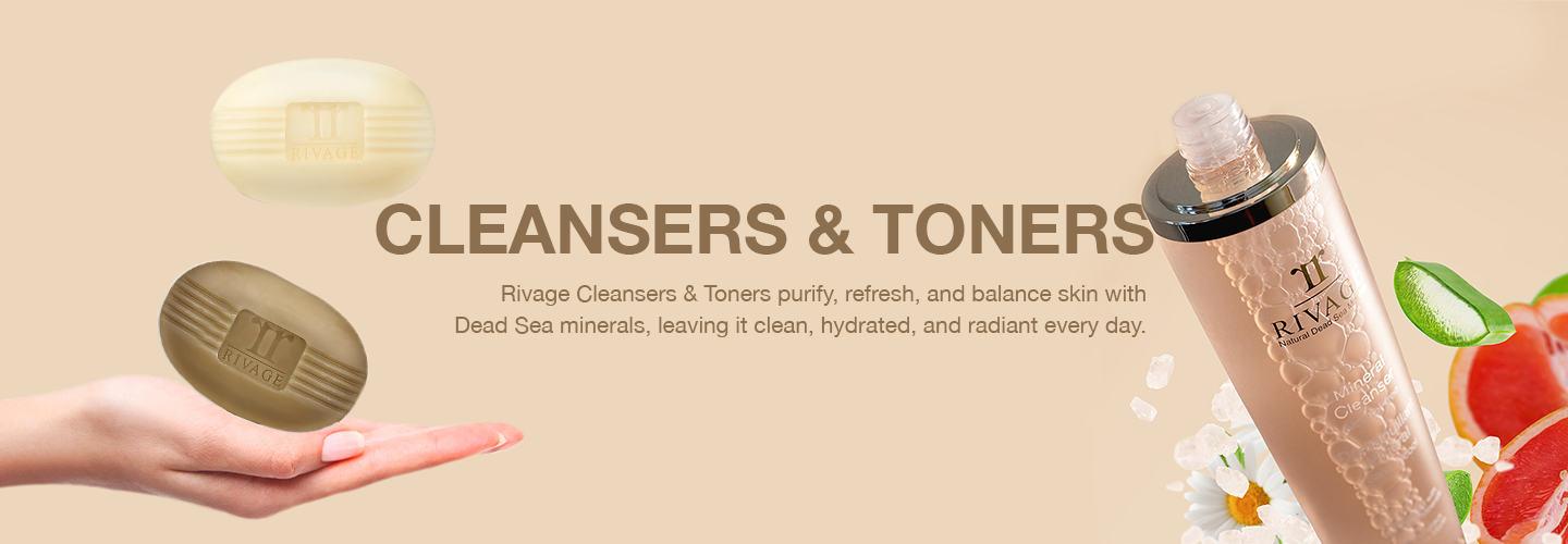 Rivage cleansers and toners collection banner for daily skincare routine