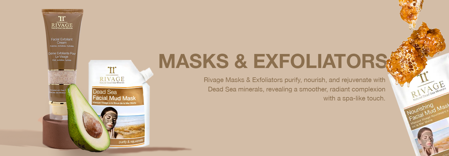 Rivage masks and exfoliators collection banner for skincare treatments