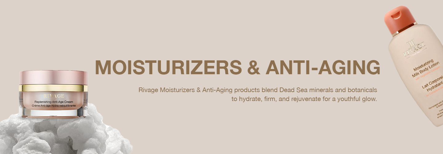 Rivage moisturizers anti aging and serums collection banner for hydration and skin care